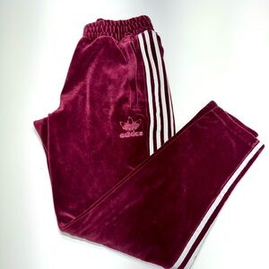 Retro Adidas velour maroon sweatpants